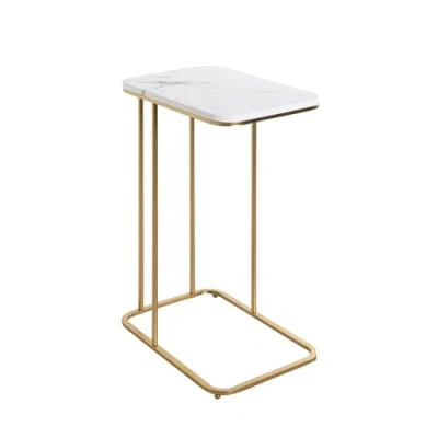 Image de HAKU Möbel Table d&#039;appoint, Metal, Or, Aspect marbre, P 30 x L 45 H 67 cm