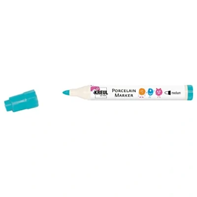Image de Kreul 16316 PorcelainPen easy Pointe de pinceau indéformable pour peindre et décorer verre, porcelaine céramique émaillée, épaisseur trait env. 1 à 3 mm, turquoise