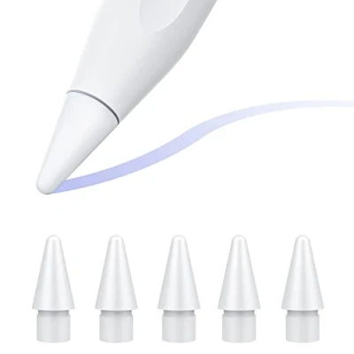 Image de TiMOVO 5PCS Pointes de Remplacement Compatible avec Apple Pencil Pro/USB C/2ème/1ère Gén, Rechange Haute Précision pour Écriture &amp; Peinture, Nibs du Durable Stylet Blanc