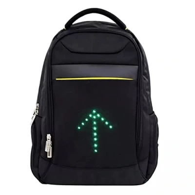 Image de LEDWARNING Sac à Dos 20L NOIR 48 LEDS pour Signalisation de Direction Vélo et Trottinette. Télécommande USB Rechargeable. Vendeur français stock en France