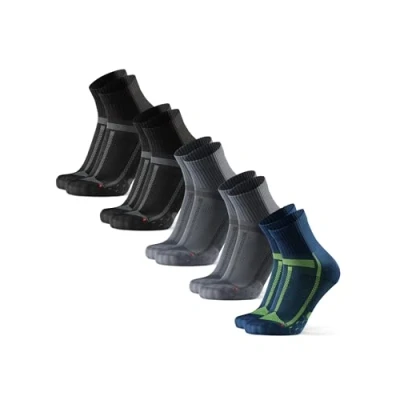 Image de DANISH ENDURANCE 5 Paires Chaussettes de Running Longue Distance, Anti Ampoules, Soutien Voûte Plantaire, Homme Femme Multicouleurs (2x Noir/Gris, 2x Gris/Noir, 1x Bleu/Jaune) 48 51