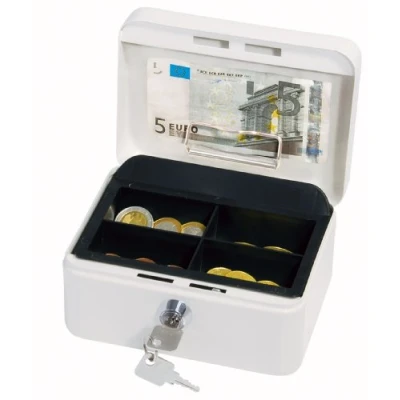 Image de Wedo 145100H Caissette à monnaie 4 compartiments avec clip 15,2 x 11,5 8 cm Blanc
