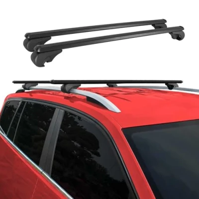 Image de Barres de Toit Transversales Compatible avec VW Transporter T5 2003 2015 Aluminium Noir