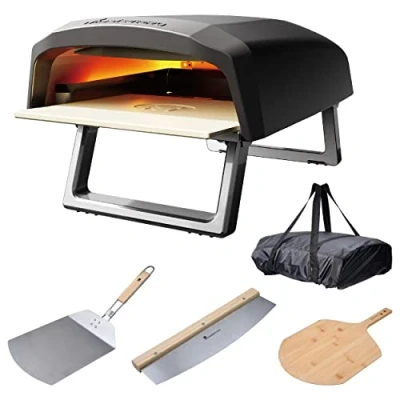 Image de MasterPro pizza Oven Four à gaz portable Cuisson rapide jusqu&#039;à 500ºC Pizzas prêtes en 60 secondes Pelle pizza, coupe et planche inclus. BGKIT 0045 Multicolore