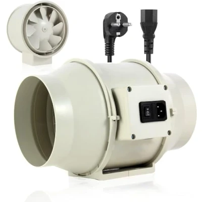 Image de FanGoFast extracteur d&#039;air 150mm Réglable, 530 m3/h Ventilateur Silencieux avec IEC EU Plug ent 1,5 m de Cordon d&#039;alimentation pour VMC Salle Bain, Cuisine et Garage