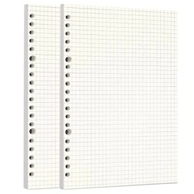 Image de Zelten Recharge de papier perforé pour reliure à 6 trous Journal intime rechargeable (A5/20 Hole, Squared)
