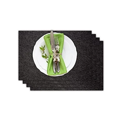 Image de Casoro set de 4 tapis table en feutre, 44x30cm, lavable anthracite table, pour intérieur &amp; extérieur, sous verre d&#039;assiette