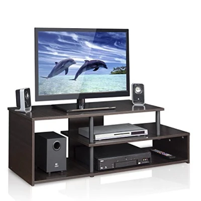 Image de Furinno Supports de Téléviseur sans Outils, Bois, Expresso/Noir, Taille Unique, dense, Espresso/Black, One Size