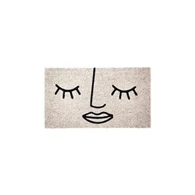 Image de Fisura Tapis intérieur en Noix de Coco. Paillasson antidérapant PVC. d&#039;entrée. Peint à la Main. Taille : 70 cm x 40 cm. (Visage, Blanc)