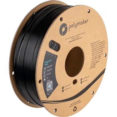 Image de Polymaker Filament ASA 1,75 mm, noir de jais ASA, 1 kg, résistant à la chaleur et aux intempéries, bobine en carton PolyLite pour imprimante 3D, jais, parfait