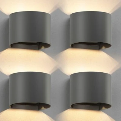Image de ledscom.de 4 pièces Applique RUNEL pour l&#039;extérieur, IP65, Up /Downlight, anthracite mat, ronde, 1x G9 max. 10W