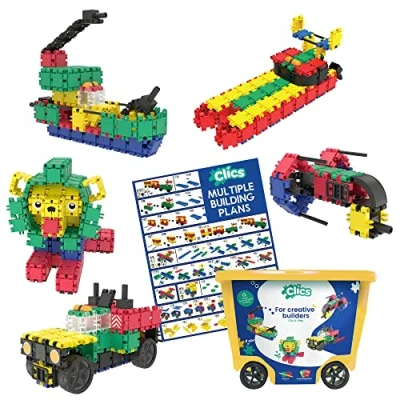 Image de Clics Jeu de Construction, Rollerbox 20 en 1, 463 clics, 97 Accessoires at Autocollants, Jouets Enfants STEM pour des Heures Plaisir, Jeux educatif 4 Ans jusqu&#039;à 12