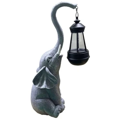 Image de Elefant Lanterne solaire LED blanc chaud avec batterie Lampe de jardin Gris