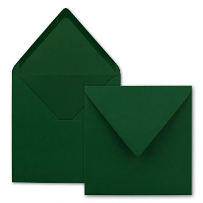 Image de Série FarbenFroh Lot de 75 enveloppes carrées, vert foncé (vertes), 15,5 x cm, sans fenêtre, à collage humide, pour cartes d&#039;invitation au mariage, anniversaire et plus