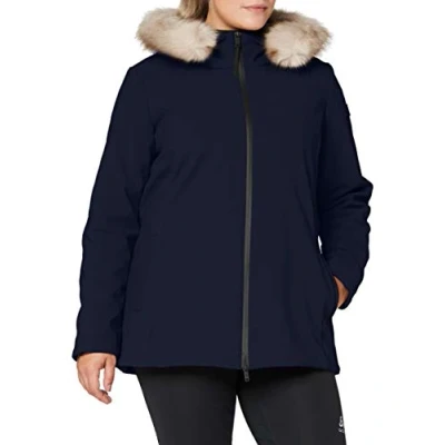 Image de CMP Parka Softshell rembourrée avec capuche Eco Fur Veste pour femme XS Noir et bleu.