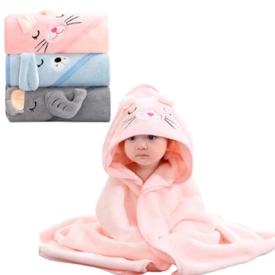 Image de Lot de 3 serviettes à capuche pour bébé : 80 x cm Serviette bain Douce et super absorbante