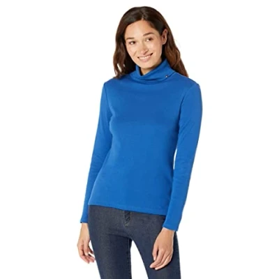 Image de Tommy Hilfiger Pull à manches longues et col roulé pour femme, Bleu véritable., Taille M
