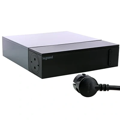 Image de Legrand, Multimedia TV Corner 694515 Multiprise 4 prises avec interrupteur marche/arrêt, protection contre les surtensions intégrée (SPD), câble de 2 m, noir