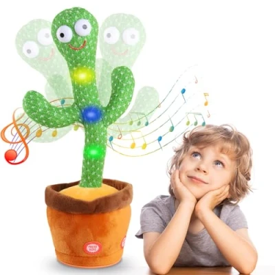 Image de Jouet Bebe Cactus Qui Danse Et Répète Parlant Chante Dansant Parle Bouge Chantant Éclairage Convient 6 Mois 1 an Peluche Interactive Fille Garcon Enfants De Noel Toys avec 120 Chansons