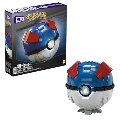 Image de MEGA Pokémon Figurine Action Pokéball Géante 12 cm, Jeu de Briques Construction pour Enfants et Adultes, Modèle À Collectionner avec 299 Pièces, Jouet Enfant 10 Ans Plus, HMW04