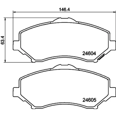 Image de HELLA 8DB 355 014 321 Jeu de plaquettes frein avec indicateur d&#039;usure DODGE: Nitro SUV, Journey MPV, Grand Caravan V JEEP: WRANGLER 3