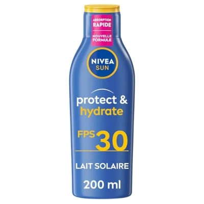 Image de NIVEA SUN Lait Solaire Protect &amp; Hydrate SPF 30 200 ml — Crème résistante à l&#039;eau Protège et Haute Protection Visage Corps