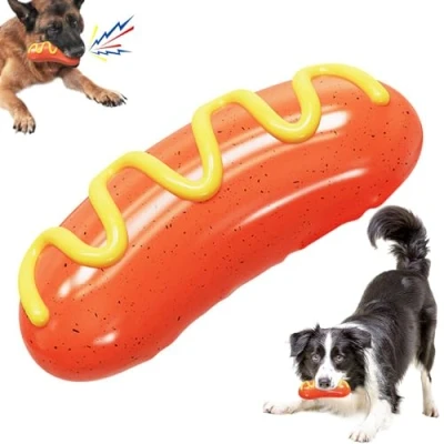 Image de Wedhapy Indestructible Scheaky Dog Toys, Squeaky Toys Interactive Forme de Saucisse pour l&#039;ennui, 6.3x2,6 Chog Drun