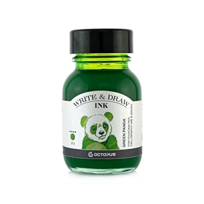 Image de Octopus Write and Draw Ink 373 Green Panda Encre imperméable Pour l&#039;écriture et le dessin de calligraphie résistante à la lumière stylo plume Vert 50 ml