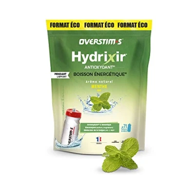Image de OVERSTIM.s Boisson Hydrixir Antioxydant (3kg) énergétique isotonique pour le sport Electrolytes (sodium,magnésium) Vitamines (B1,B6,C,E) Réduction de la fatigue Saveur Menthe