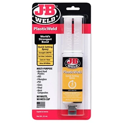 Image de J B Weld 50132 PlasticWeld Quick Setting Epoxy Syringe Dries Off White 25 ML by