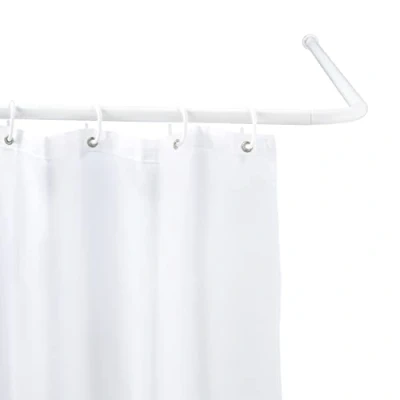 Image de WENKO Barre de Douche d&#039;angle Universelle Tringle Angle Longueur Adaptable avec 3 possibilités Combinaison Matériel Fixation Inclus Aluminium Inoxydable 2cm Blanc