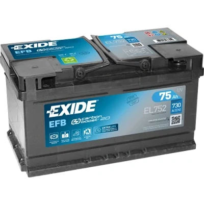 Image de EXIDE Start Stop EL752 Batterie de démarrage 12V 75Ah 730A B13 BMW: 3 Berline, 1 Coupe, portes, FORD: FOCUS 3, C Max 2, Transit Custom V362 Van