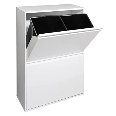 Image de ARREGUI Basic CR601 B Poubelle de Recyclage Cuisine 4 Bacs x 17 L (68 L) Tri Sélectif Rangements Meuble en Acier avec Seaux Sac blanc