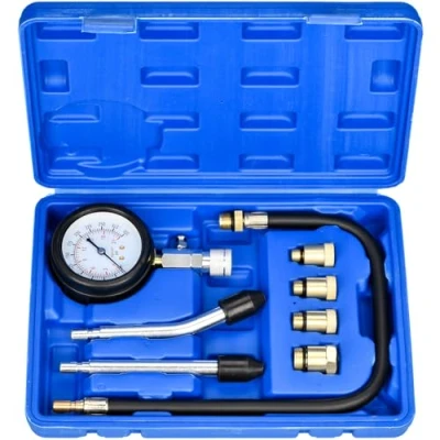 Image de HATANSE Testeur de Compression Cylindre, Compressiomètre pour Moteurs à Essence, 0 20 bar &amp; 300 psi avec Bougie d&#039;allumage et 4 Adaptateurs M10 M12 M14 M18 (Bleu)