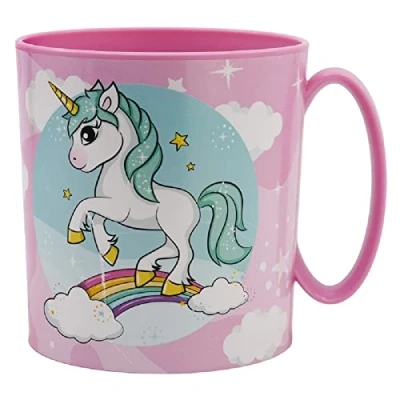 Image de ALMACENESADAN, 4832, Pack retour à l&#039;école Licornes ; composé de tasse micro ondes 350 ml, produit réutilisable, sans BPA