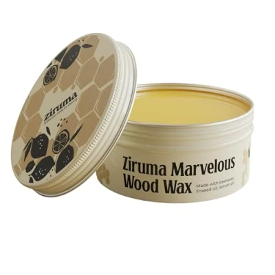 Image de Cire d&#039;abeille avec huile de citron et lin pour bois [7 oz] en pâte qualité alimentaire idéale comme conditionneur planche à découper Nettoyant naturel par Ziruma.