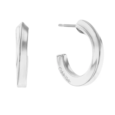Image de Calvin Klein Polished SS Twist HOOP Boucles d&#039;oreilles, Femme, Taille: One Size, Silver coloured