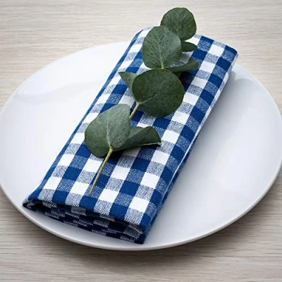 Image de Filu Serviettes de table, Coton, bleu/blanc, 100 % Baumwolle / 8er Pack
