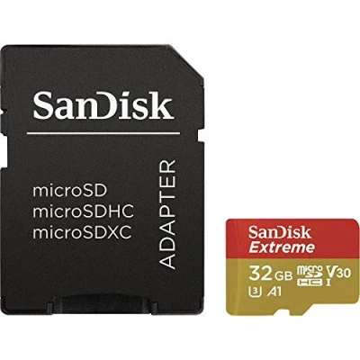 Image de SanDisk Extreme 32 GB microSDhC Memory Card for Action Cameras and Drones with A1 App Performance up to 100 MB/s, Class 10, U3, V30