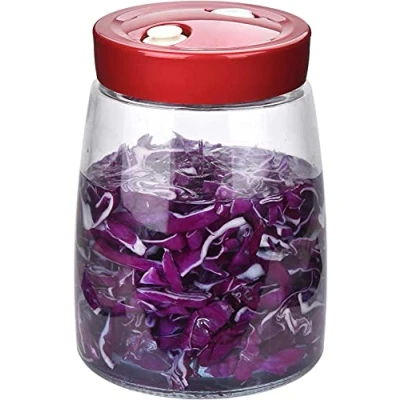 Image de Demeuble Pickling Kimchi Bocal Mason en verre à large ouverture 1,4 l avec fermeture air et valve de libération d&#039;air