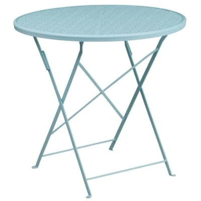 Image de Flash Meubles 76,2 cm Round intérieure/extérieure en Acier Table de terrasse Pliante, Métal, Bleu Ciel, Taille Unique