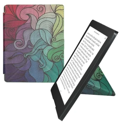 Image de kwmobile Coque liseuse Compatible avec Kobo Aura H2O Edition 2 étui de Protection à Rabat en Simili Cuir Fuchsia Bleu Vert