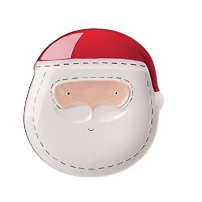 Image de Excelsa Xmas Country Style Assiette en céramique, Blanc/Rouge