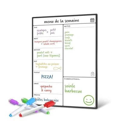 Image de Smart Panda Calendrier Magnétique Pour Frigo Planifier Les Repas Familiaux, Listes De Courses ou Une Aide A L’étude Tableau Aimanté Hebdomadaire en Français (A4)