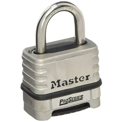 Image de Master Lock Cadenas ProSeries® en acier inoxydable, haute sécurité, serrure à combinaison réinitialisable, idéal pour les chantiers de construction, sites industriels, environnements