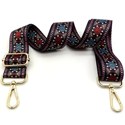 Image de Bandouliere de Rechange Sac Reglable Blau Rot, Sangle a Main Remplacement, Universelles mit Boucle Dore pour Femme à Main, Bandoulière, 2