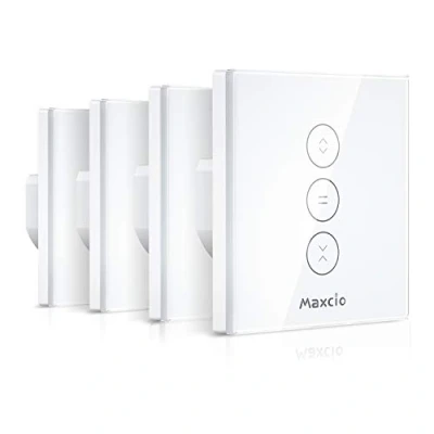 Image de Maxcio Interrupteur Volet Roulant WiFi, Mural de Rideau Connecté Compatible avec Alexa Echo et Google Home, WiFi Curtain Switch Contrôle APP à Distance (4 Packs)