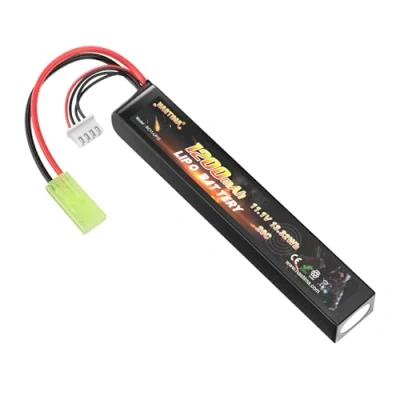 Image de NASTIMA 11.1V 1200mAh Airsoft Stick Batterie, 3S 20C LiPo Batterie Compatible avec Mini Tamiya Connecteur pour Guns AK47, MP5K, MP5, Scar, M249, AUG, AEG