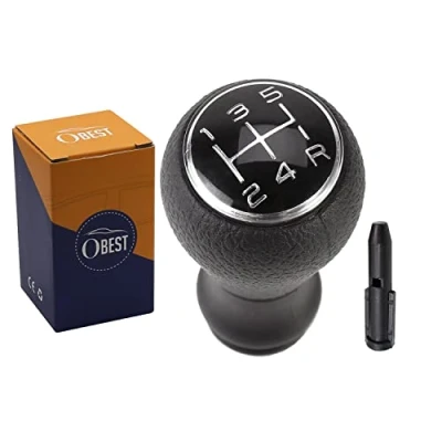 Image de OBEST Pommeau de levier vitesse avec adaptateur,5 vitesses pommeaux vitesse, changement pour Peugeot 205 106 206 306 406 207 307 309 Citroen C1 C2 C3 C4 (noir)