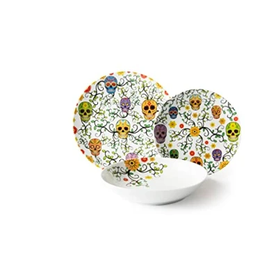 Image de Excelsa Calavera Service de 18 assiettes en porcelaine